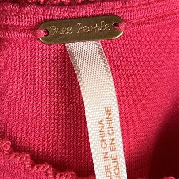 Free People Floral Garden Embroidered Sleeve A Line Dress Large Pink Raspberry - Picture 5 of 13